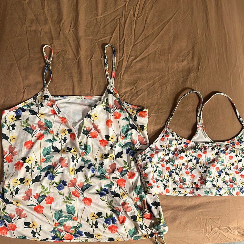 Silky floral tank with matching bra